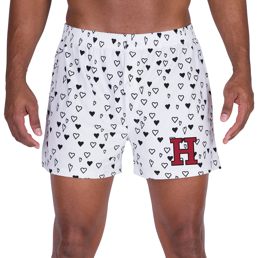 Men's Concepts Sport White Harvard Crimson Epiphany Allover Print Knit Boxer Shorts