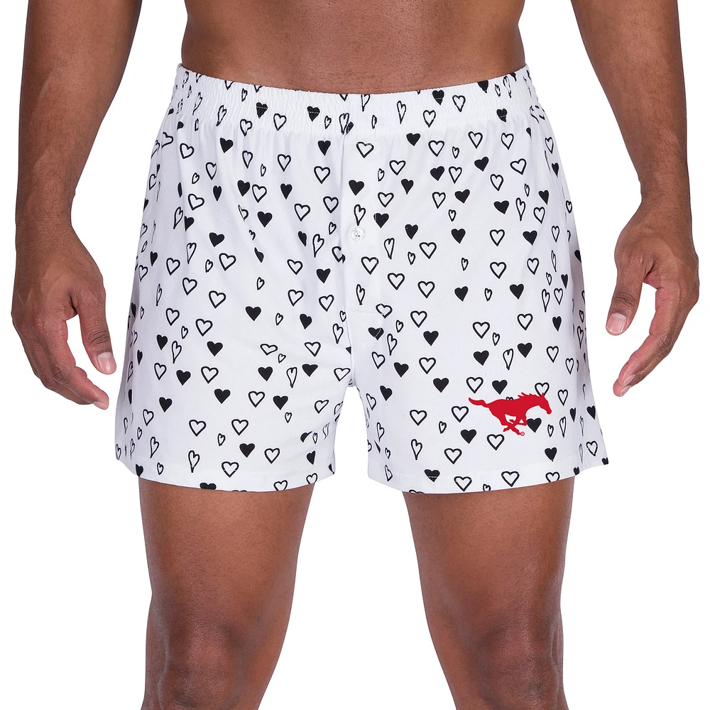 Men's Concepts Sport White SMU Mustangs Epiphany Allover Print Knit Boxer Shorts