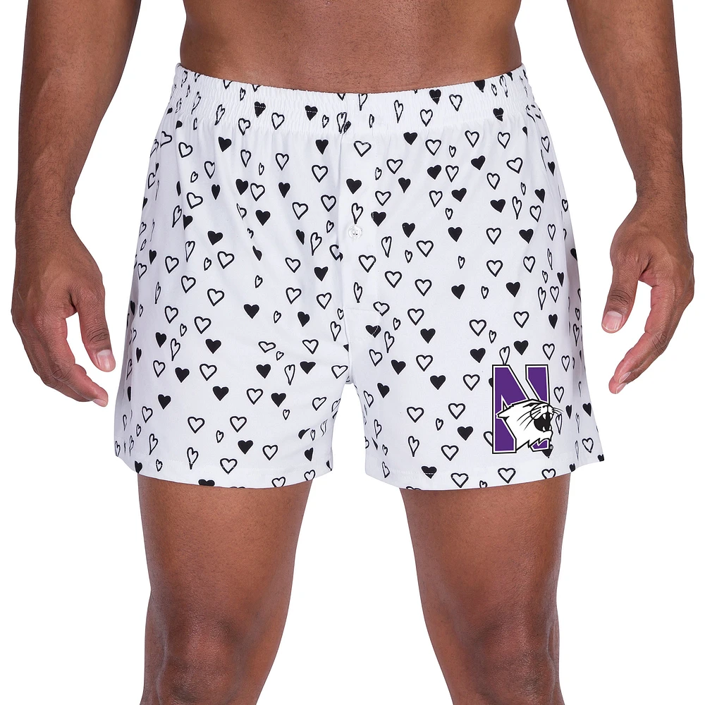 Men's Concepts Sport White Northwestern Wildcats Epiphany Allover Print Knit Boxer Shorts