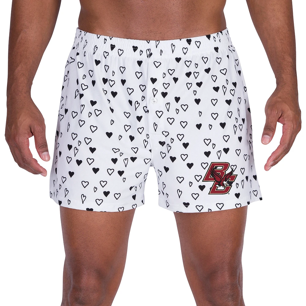 Men's Concepts Sport White Boston College Eagles Epiphany Allover Print Knit Boxer Shorts