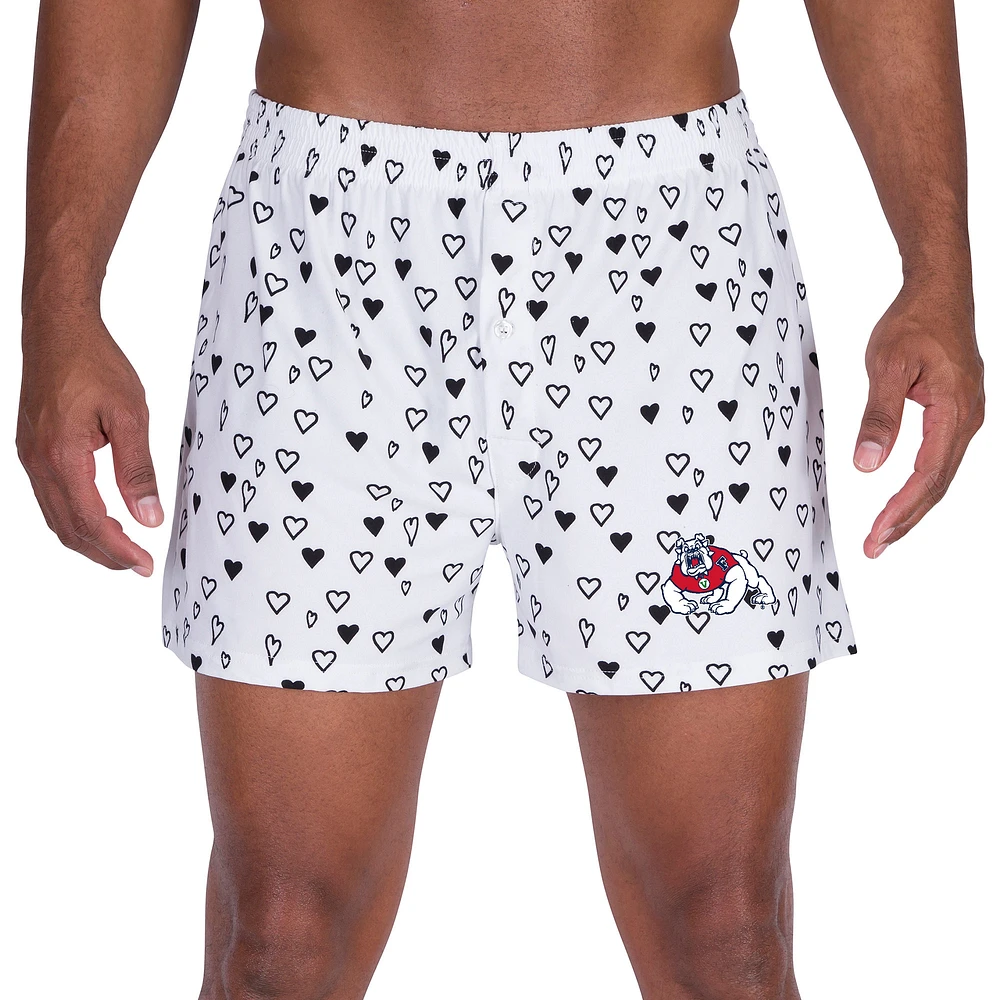 Men's Concepts Sport White Fresno State Bulldogs Epiphany Allover Print Knit Boxer Shorts