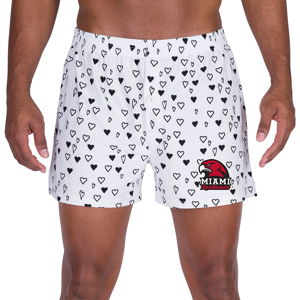 Men's Concepts Sport White Miami University RedHawks Epiphany Allover Print Knit Boxer Shorts
