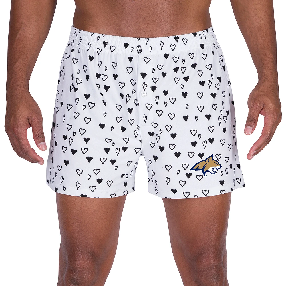 Men's Concepts Sport White Montana State Bobcats Epiphany Allover Print Knit Boxer Shorts