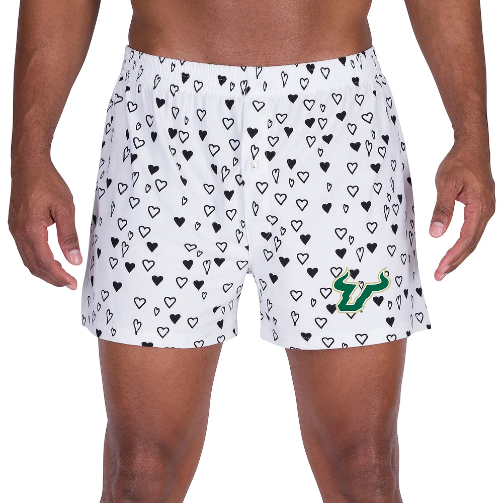 Men's Concepts Sport White South Florida Bulls Epiphany Allover Print Knit Boxer Shorts