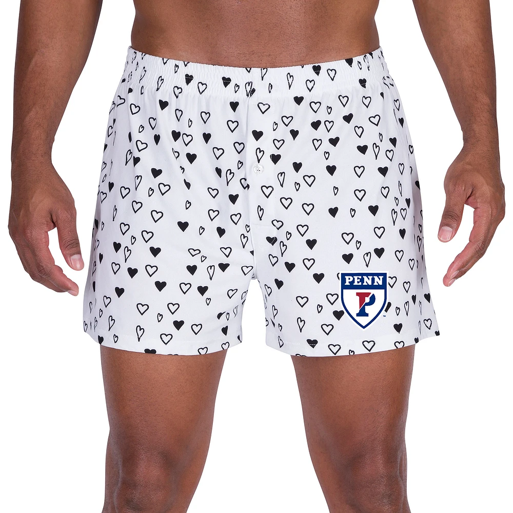 Men's Concepts Sport White Pennsylvania Quakers Epiphany Allover Print Knit Boxer Shorts
