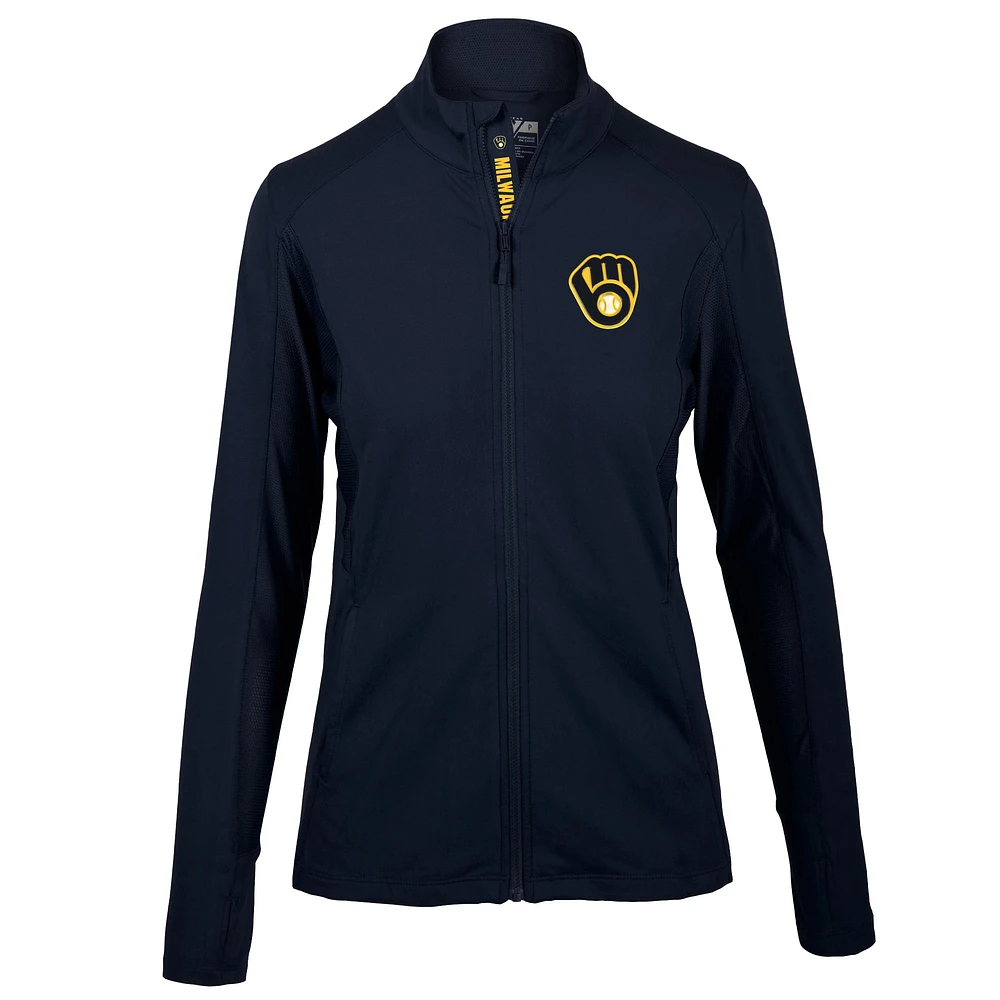 Women's Levelwear Navy Milwaukee Brewers Alyssa Full-Zip Jacket