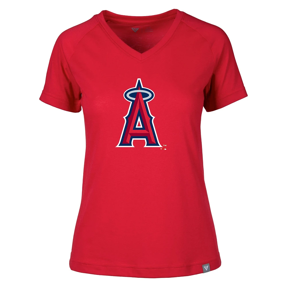 Women's Levelwear Red Los Angeles Angels Ariya V-Neck T-Shirt