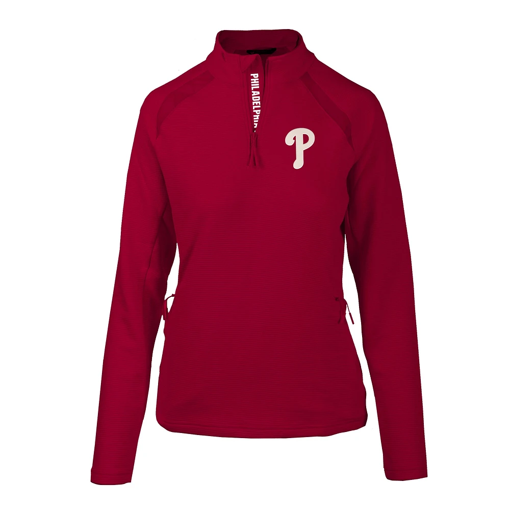 Women's Levelwear Red Philadelphia Phillies Hadley Quarter-Zip Pullover Top