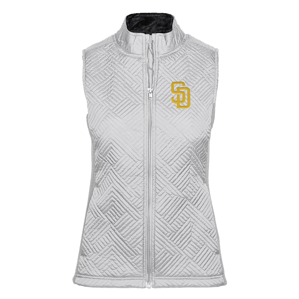 Women's Levelwear White San Diego Padres Sense Full-Zip Vest