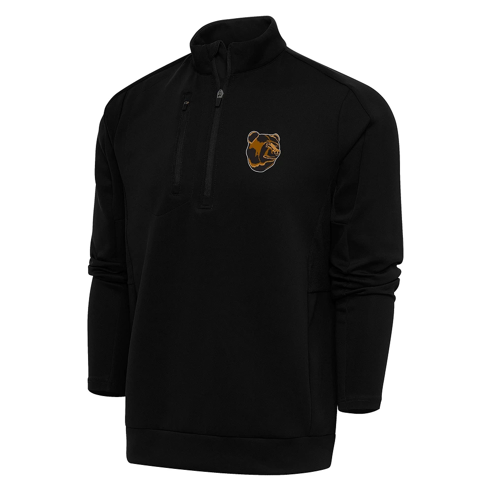 Men's Antigua Black Boston Bruins Special Edition 2.0 Generation Quarter-Zip Pullover Top