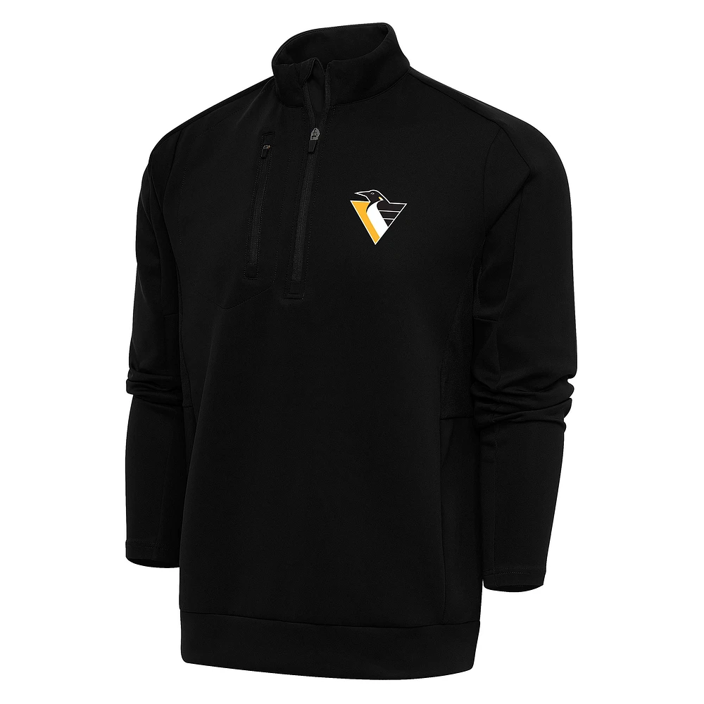 Men's Antigua Black Pittsburgh Penguins Special Edition 2.0 Generation Quarter-Zip Pullover Top