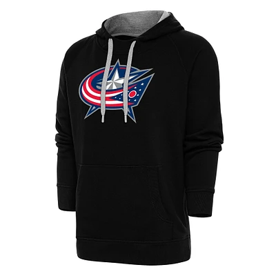 Men's Antigua Black Columbus Blue Jackets Special Edition 2.0 Victory Pullover Hoodie