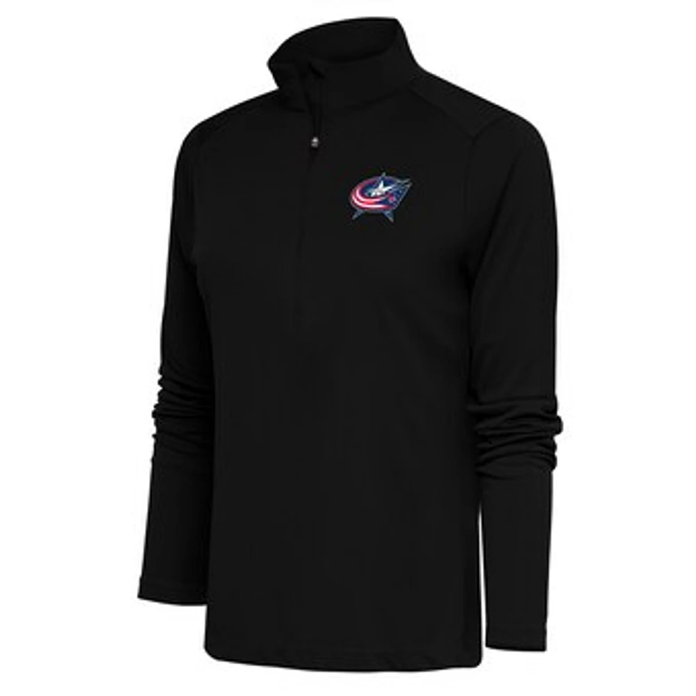 Women's Antigua Black Columbus Blue Jackets Special Edition 2.0 Tribute Quarter-Zip Pullover Top