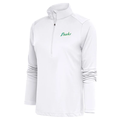 Women's Antigua White San Jose Sharks Special Edition 2.0 Tribute Quarter-Zip Pullover Top
