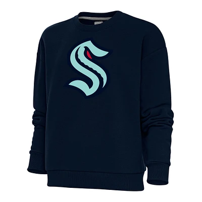 Women's Antigua Navy Seattle Kraken Special Edition 2.0 Victory Crewneck Pullover Sweatshirt