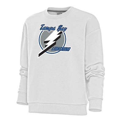 Women's Antigua White Tampa Bay Lightning Special Edition 2.0 Victory Crewneck Pullover Sweatshirt