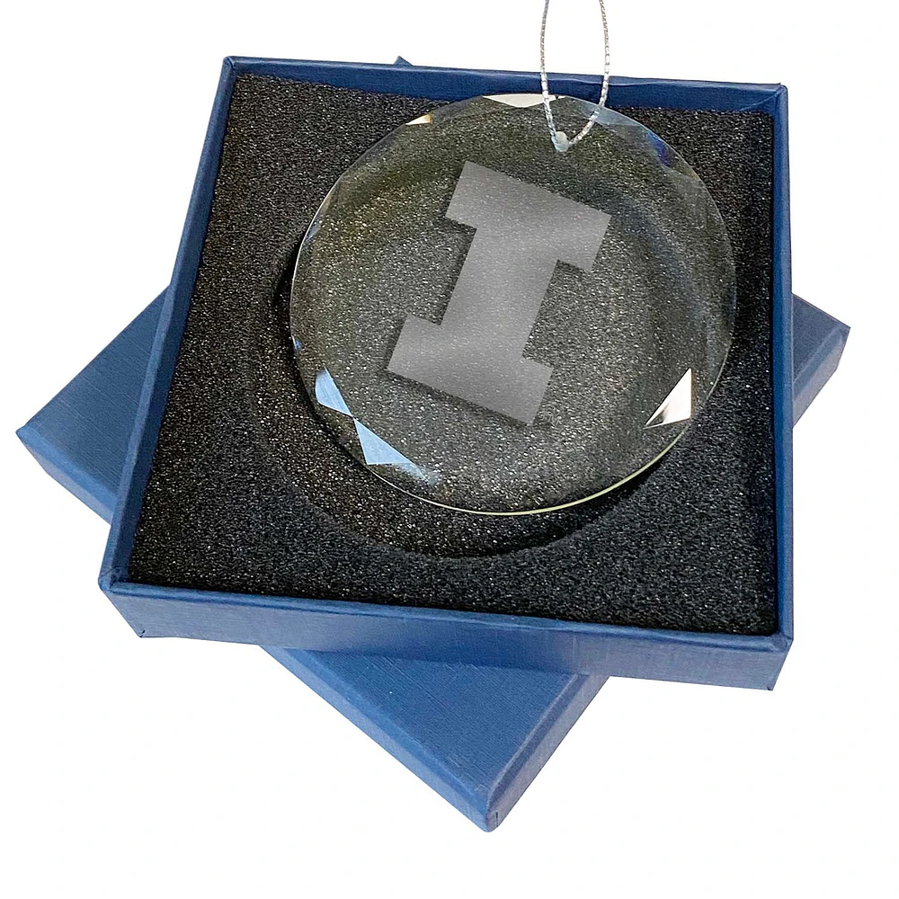 Illinois Fighting Illini 3.25'' Laser Engraved Glass Ornament