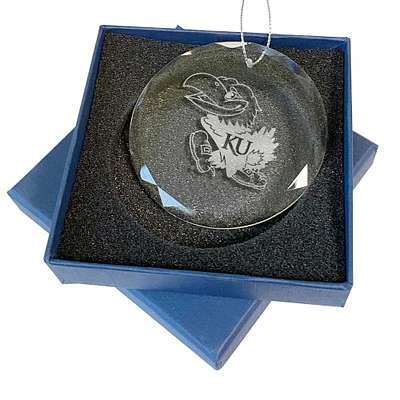 Kansas Jayhawks 3.25'' Laser Engraved Glass Ornament
