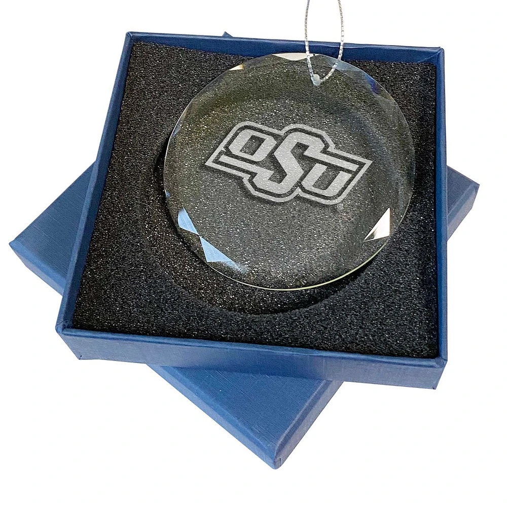 Oklahoma State Cowboys 3.25'' Laser Engraved Glass Ornament