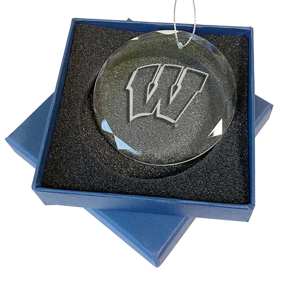 Wisconsin Badgers 3.25'' Laser Engraved Glass Ornament