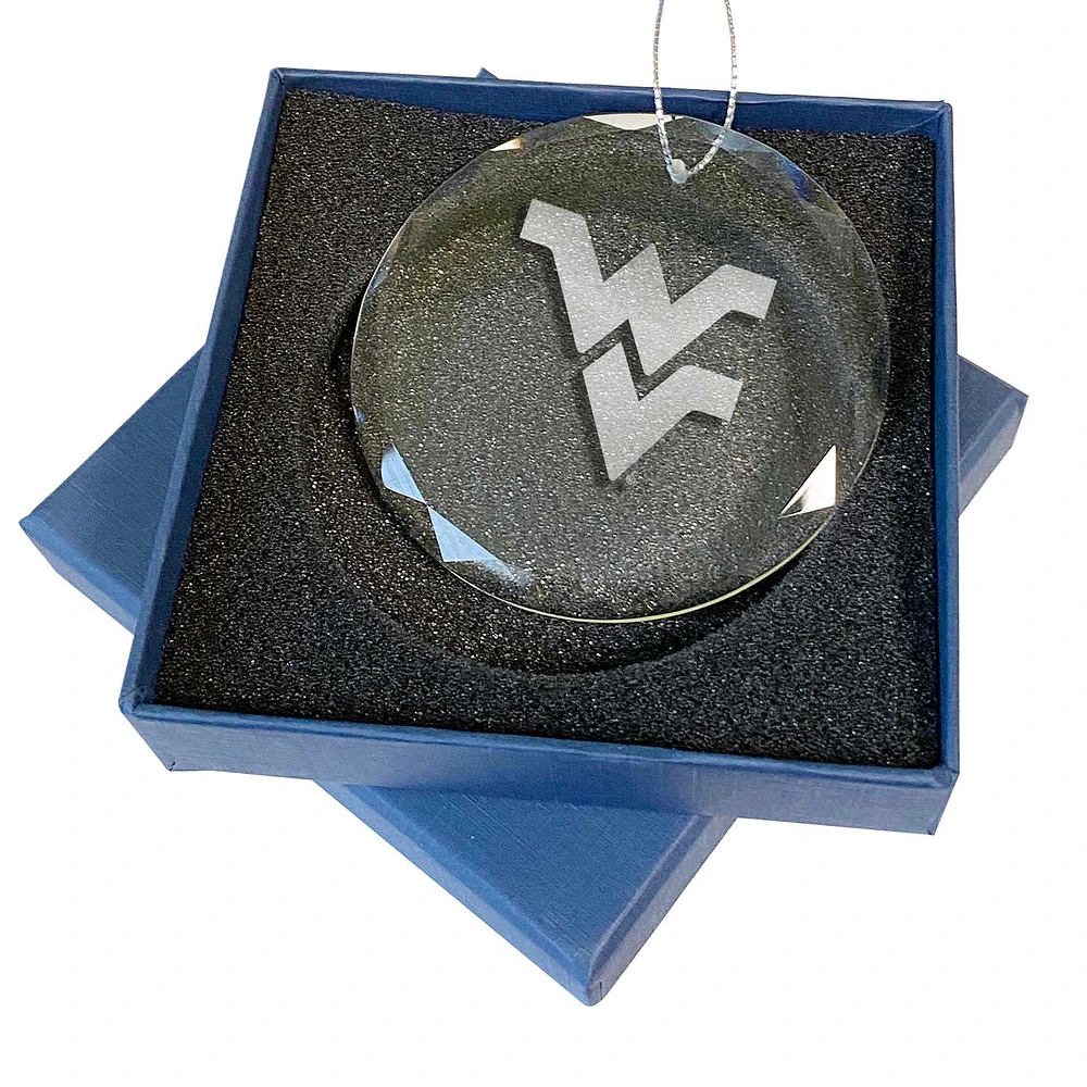 West Virginia Mountaineers 3.25'' Laser Engraved Glass Ornament