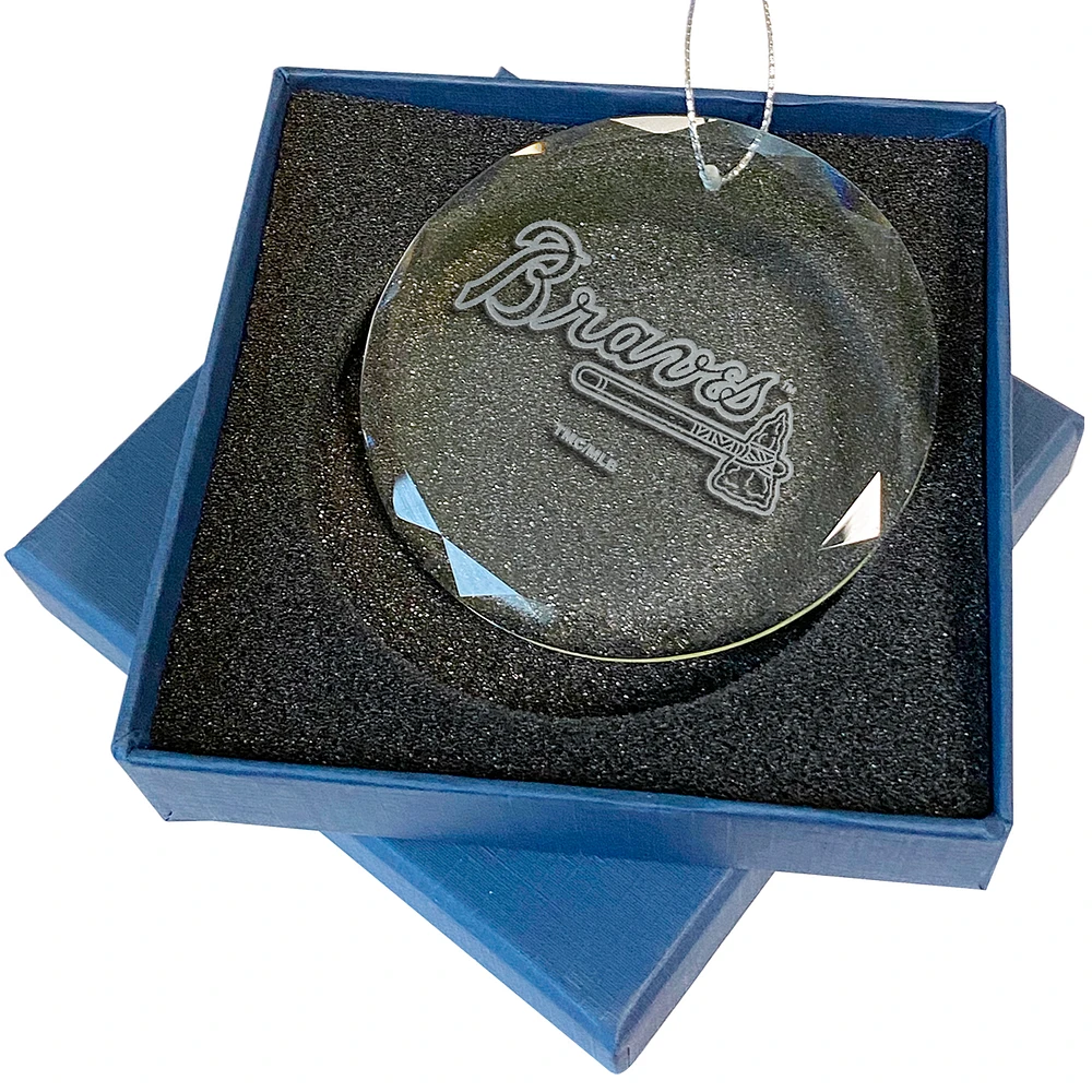 Atlanta Braves 3.25'' Laser Engraved Glass Ornament