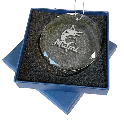 Miami Marlins 3.25'' Laser Engraved Glass Ornament