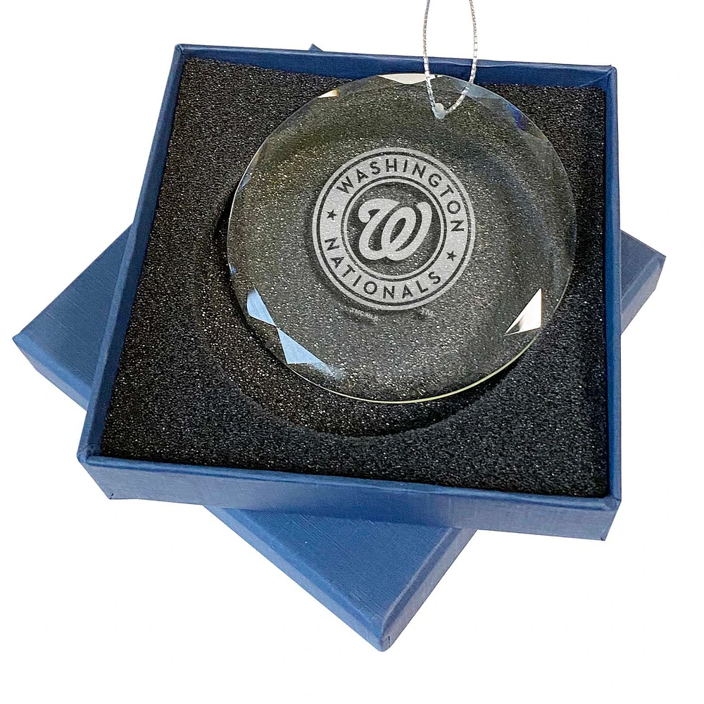 Washington Nationals 3.25'' Laser Engraved Glass Ornament