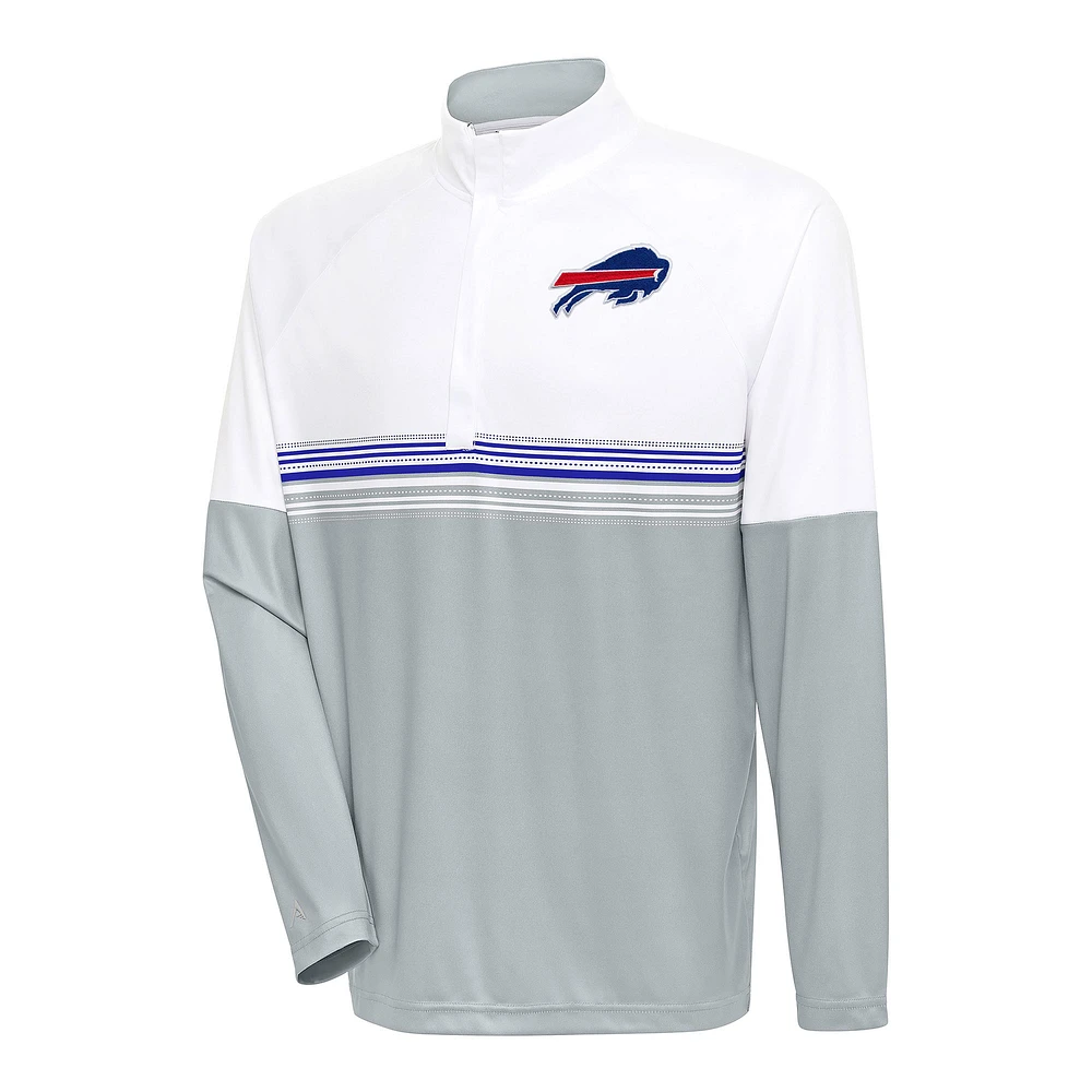 Men's Antigua White/Royal Buffalo Bills Bender Quarter-Zip Pullover Top