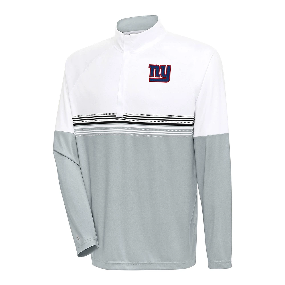 Men's Antigua White/Black New York Giants Bender Quarter-Zip Pullover Top