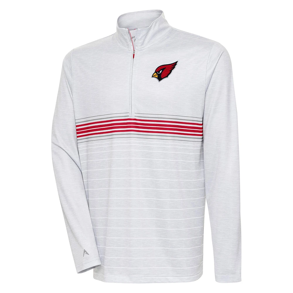 Men's Antigua Heather Gray/Red Arizona Cardinals Bullseye Quarter-Zip Pullover Top