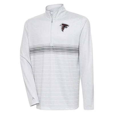 Men's Antigua Heather Gray/Steel Atlanta Falcons Bullseye Quarter-Zip Pullover Top