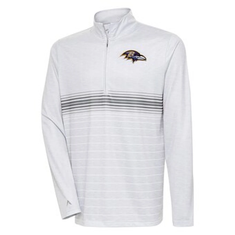 Men's Antigua Heather Gray/Steel Baltimore Ravens Bullseye Quarter-Zip Pullover Top