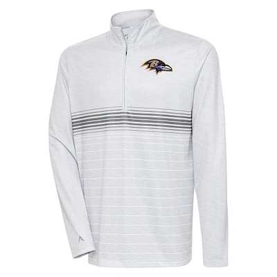 Men's Antigua Heather Gray/Steel Baltimore Ravens Bullseye Quarter-Zip Pullover Top