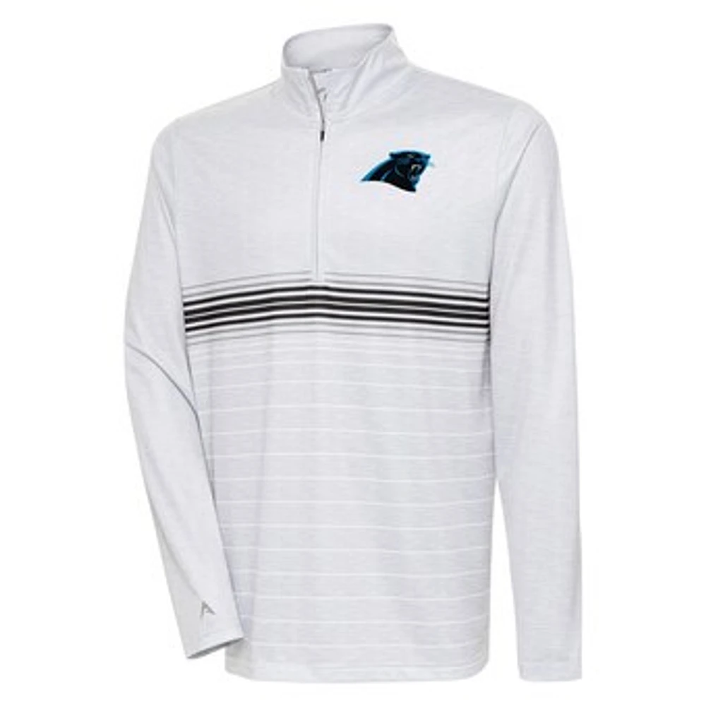 Men's Antigua Heather Gray/Black Carolina Panthers Bullseye Quarter-Zip Pullover Top