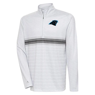 Men's Antigua Heather Gray/Black Carolina Panthers Bullseye Quarter-Zip Pullover Top