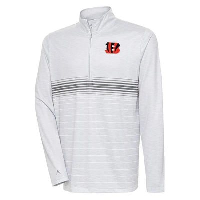 Men's Antigua Heather Gray/Steel Cincinnati Bengals Bullseye Quarter-Zip Pullover Top