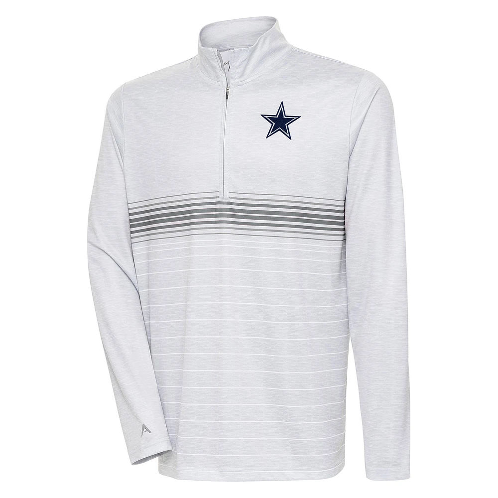 Men's Antigua Heather Gray/Steel Dallas Cowboys Bullseye Quarter-Zip Pullover Top