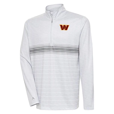 Men's Antigua Heather Gray/Steel Washington Commanders Bullseye Quarter-Zip Pullover Top