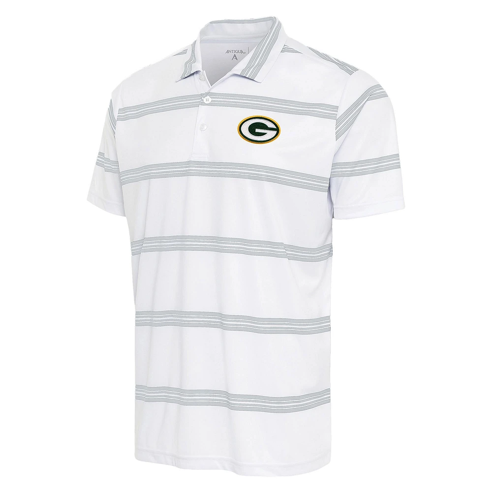 Men's Antigua White/Gray Green Bay Packers Groove Polo