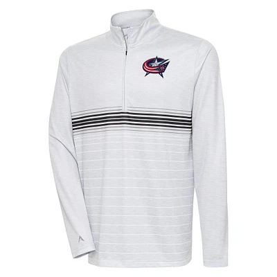 Men's Antigua Heather Gray/Black Columbus Blue Jackets Bullseye Quarter-Zip Pullover Top