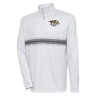 Men's Antigua Heather Gray/Black Nashville Predators Bullseye Quarter-Zip Pullover Top