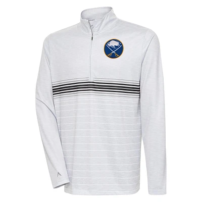 Men's Antigua Heather Gray/Black Buffalo Sabres Bullseye Quarter-Zip Pullover Top