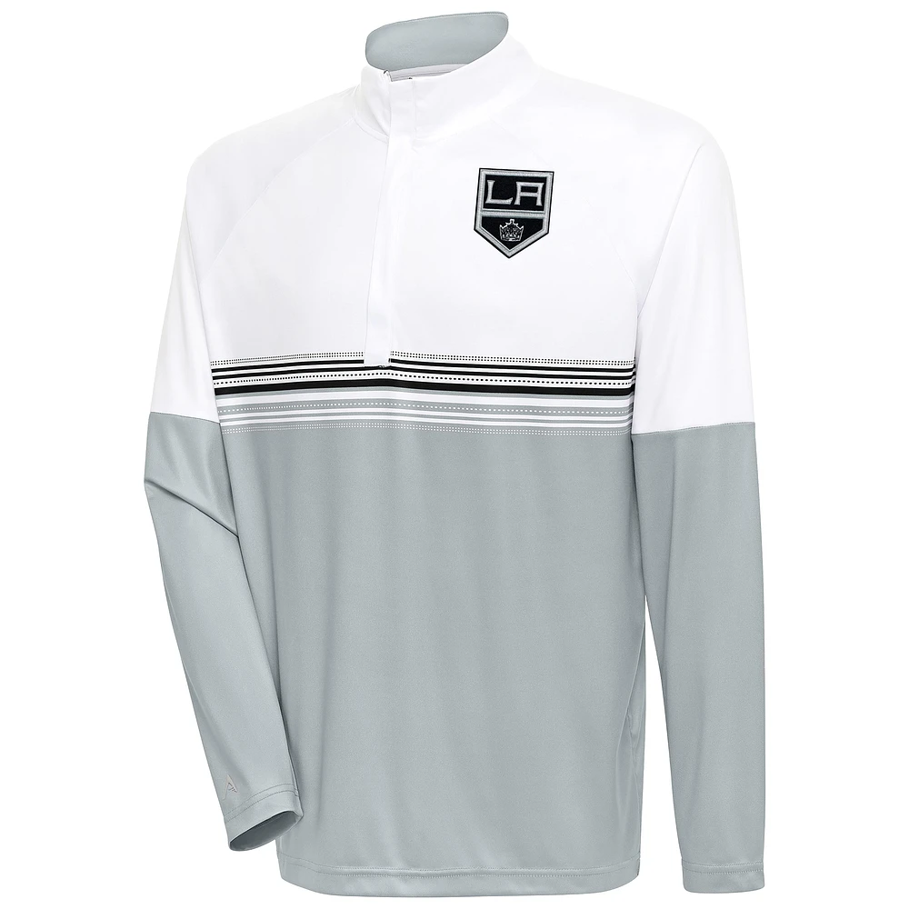 Men's Antigua White/Black Los Angeles Kings Bender Quarter-Zip Pullover Top