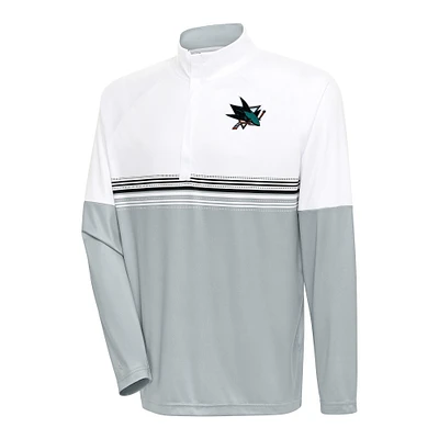Men's Antigua White/Black San Jose Sharks Bender Quarter-Zip Pullover Top