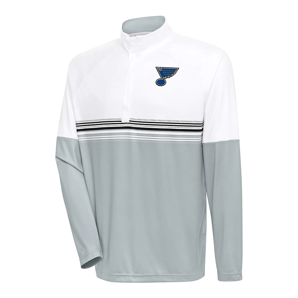 Men's Antigua White/Black St. Louis Blues Bender Quarter-Zip Pullover Top