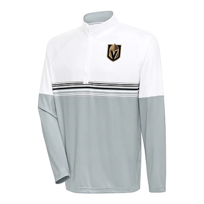 Men's Antigua White/Black Vegas Golden Knights Bender Quarter-Zip Pullover Top