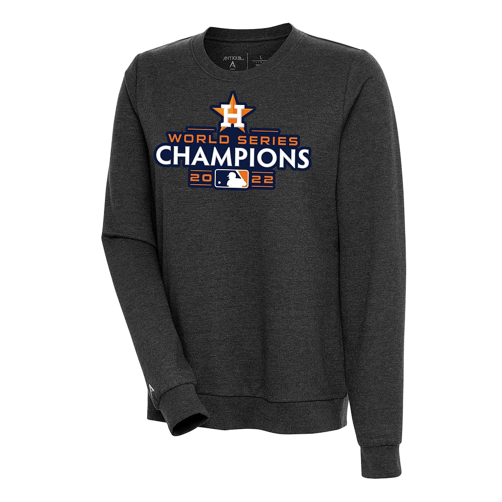Women's Antigua Heather Black Houston Astros 2022 World Series Champions Blown Up Logo Action Pullover Sweatshirt
