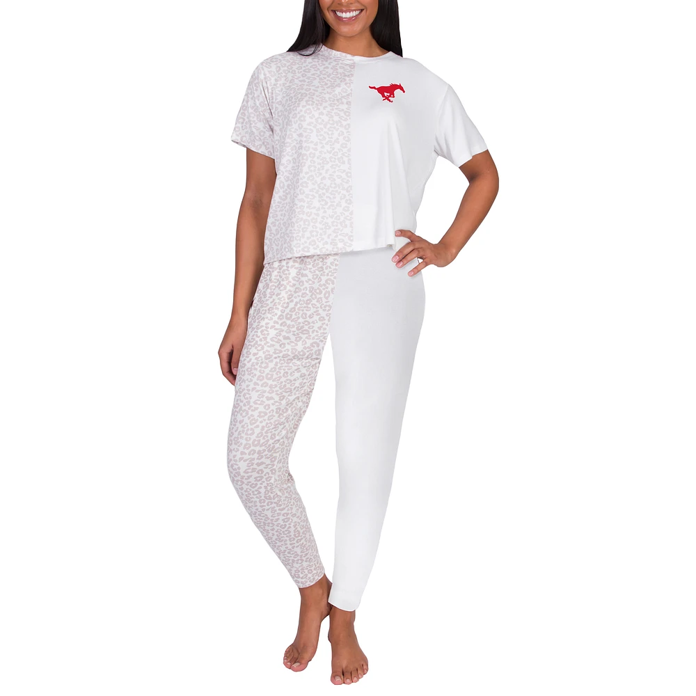 Women's Concepts Sport Cream SMU Mustangs Team Logo Brightside Top & Pants Set