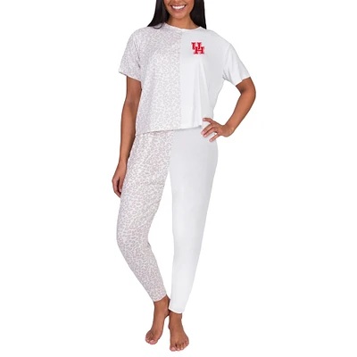 Women's Concepts Sport Cream Houston Cougars Team Logo Brightside Top & Pants Set